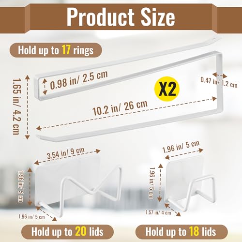 Dreyoo 4 Pack Mason Jar Lid Organizer, Canning Jar Lids Holder (2) & Canning Rings Holder (2), Suitable for Regular and Wide Mouth Space Saving Tumbler Organizer for Easy Cleaning and Drainage (White) - color: White