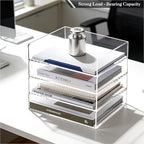 HeZone 4 Tier Paper Organizer for Desk,Acrylic Paper Tray,Clear Stackable Desk Organizer for Document, Office File,A4 Paper - style: 4-layer horizontal tray