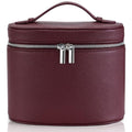 Makeup Bag Vanity Case Cosmetic Bag with Removable Divider Travel Toiletry Bag for Women Portable Make up Box Organizer, Burgundy - color: Wine