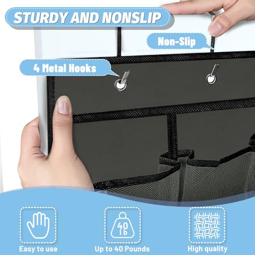 Aheroi Over the Door Shoe Organizer, 35 Pockets Mesh Shoe Organizer Door Hanger, Large Hanging Shoe Rack Holds Up to 40 lbs, Closet Shoe Behind Door Rack, Gray Durable Storage Hanging Bag - color: Gray 35-1Pack, size: 35Pockets-1Pack