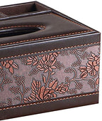 Leather Tissue Box Cover Rectangular and Multifunction Remote Control Caddy,Suitable for Storing pens and Stationery,Desk Organizer Storage for Office and Home(Antique)