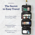 VANDEL Waterproof Hanging Toiletry Bag [TSA-Approved] Hanging Makeup Organizer Bag, Cosmetic Travel Bags for Women, Makeup Case Toiletries Organizer Hygiene Bathroom Shower Caddy - Black - color: Black