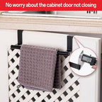 Cabinet Door Towel Bar - Single, Stainless Steel & Matte Black Over Cupboard Door Towel Holder - color: Black - 1 Pack