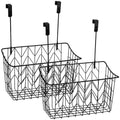 AVLA 2 Pack Over The Cabinet Door Organizer, Grid Storage Baskets with Hooks, Metal Wall Hanging Basket Holder Rack, Wire Kitchen Sink Organization Bin for Bathroom Shampoo, Body Wash