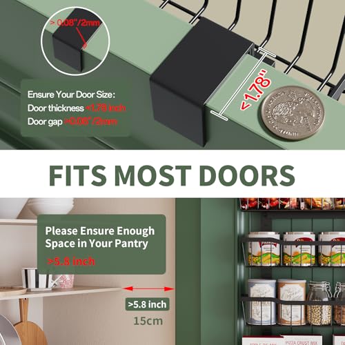 Eastherry Over The Door Organizer，8-Tier Over The Door Pantry Organizer with Adjustable Baskets，Metal Hanging Pantry Organizers and Storage for Kitchen, Back of Door Seasoning Rack (Black) - color: Black