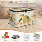 Custom Storage Basket with Name, Personalized Storage Bins with Zipper Lid, Foldable Fabric Storage Box Large capacity with Handle Starfish Turtle - color: Option 26