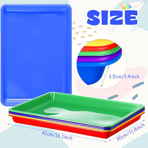 Hoteam 10 Pcs Flat Storage Organizer Tray Bin Paper Tray for Classroom Plastic Stackable File Organizer for School Office Teacher Book Organization(Multicolor,16.14 x 11.81 x 1.38 Inch) - color: Multicolor, size: 16.14 x 11.81 x 1.38 Inch