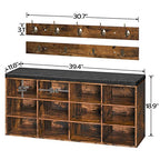 HOOBRO Shoe Storage Bench with Cushion, 39.4" L Entryway Bench with 12 Cubbies, Entryway Hall Tree with Storage, Shoe Cabinet with Coat Rack for Bedroom, Hallway, Holds up to 330 lb, BF112HX01G1 - color: Rustic Brown + Black