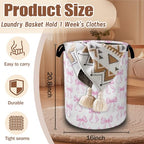 Pink Bow Laundry Hamper,Laundry Baskets,Waterproof Oxford Cloth Toy Storage for Bedroom,Bathroom,Nursery,16x20.8 Inch - color: Pink Bow