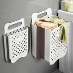 Plastic Collapsible Hanging Laundry Baskets with Carry Handle, Space-Saving Wall Hanging Laundry Basket Durable Tall Folding Plastic Laundry Hamper Waterproof Dirty Clothes Organizer XL+L - size: XL and L Set