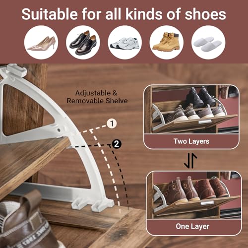 Haotian Shoe Cabinet Storage for Entryway, Narrow Shoe Cabinet with Three Flip Drawers to Save Space, Shoe Rack Cabinet for Front Door Entrance Hallway (Brown) - color: Natural, size: 3-drawers