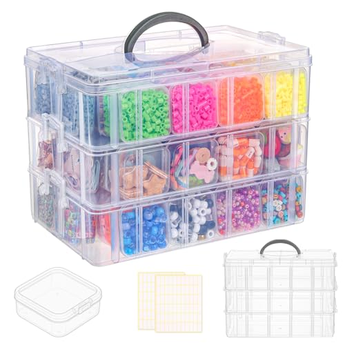 SGHUO Bead Organizer Box, 84 pcs Small Organizers, 3-Tier Stackable Storage Container Box for Art Craft Storage, Washi Tape, Kids Toys, Jewelry, Beauty & Sewing Supplies - style: 3 tier-2in