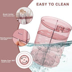 Rotating Makeup Organizer, DIY 8 Adjustable Layers Spinning Skincare Storage, Cosmetic Display Case with Brush Holder and Perfume Tray, Multi-Function Vanity Bathroom Countertop Organizer Clear Pink - color: Clear Pink