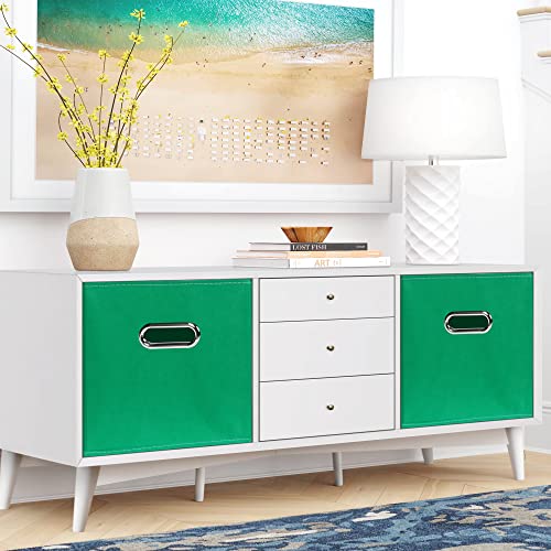 Black Fabric Cubby Storage Bins,13x13x13 Inches,Cube Organizer Bin Foldable Storage Boxes with Dual Handles Fabric Organizer Box and collapsible Storage basket,Set of 3,Green - color: Green, size: 3 Pack