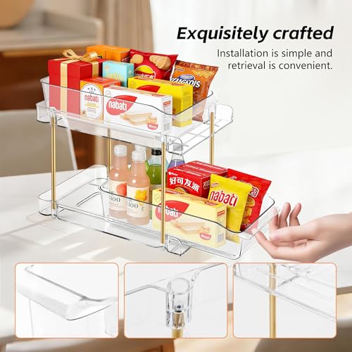 LAREKUN4pack 2-Tier Organizer & Storage Unit Stackable Bathroom Cabinet Organizer Pull-Out Kitchen Pantry Organizer & Storage System Suitable for Countertops, Pantries, Kitchens, Bathrooms - style: 4pack