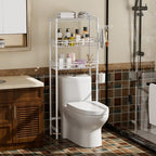 Golpart 3-Tier Over-The-Toilet Storage Shelf,Heavy-Duty Adjustable Bathroom Rack with 2 Mesh Baskets,Toilet Paper Holder & Hooks,Space-Saving Organizer for Bathroom,10”D x 24”W x 66”H,White - size: White with Baskets-10"D x 24"W x 66"H