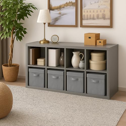 ShellKingdom Storage Bins, Foldable Fabric Storage Cubes with Lid, Clothes Storage Organizer Drawer For Closet Toys Storage, 10.5 X 10.5 X 11 INCH, 2 Pack (Grey) - color: Grey, size: 11 inch (2 Pack)