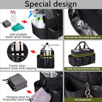 Large Wearable Cleaning Caddy Bag with Detachable Divider, Cleaning Organizer with Handles, Cleaning Supply Tote with Adjustable Shoulder Strap&Waist Belt for Cleaners & Housekeeper (Black) - color: Black