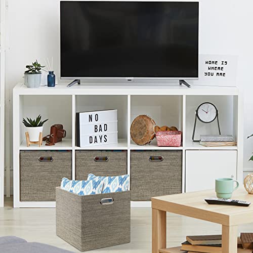 Posprica 13x15x13 Storage Cube Bins, Foldable Collapsible Storage Bins Boxes, Fabric Decorative Storage Baskets Organizer for IKEA Kallax, Shelves, Closet, Clothes, Toy, Set of 4-Coffee - color: Coffee