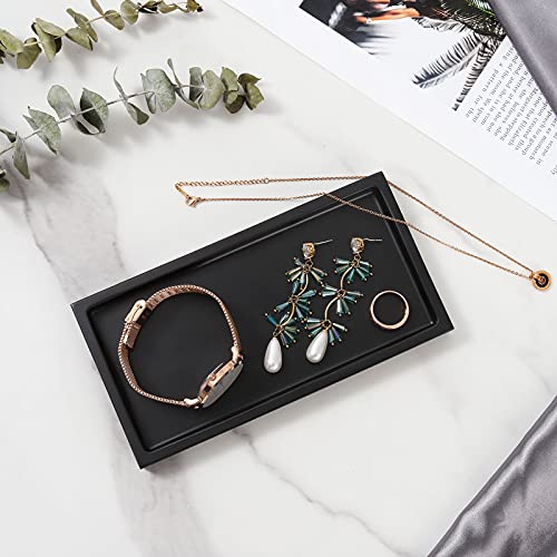 Luxspire Bathroom Vanity Tray, 8 x 4 inch Resin Dresser Jewelry Ring Dish Tank Storage Kitchen Sink Countertop Organizer Plate Holder for Perfume Soap Towel Bathroom Accessories, Mini, Matte Black - color: Black, style: Mini