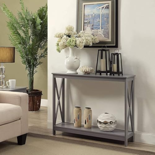 Convenience Concepts Oxford Console Table 39.5" - Sofa Table with Storage Shelf, Transitional Entryway Hall Table for Living Room and Bedroom, Display Foyer Table, Gray - color: Grey