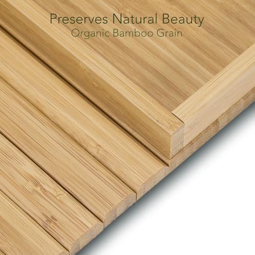 DETOR Couch Tray with Spacious 12.4" x 5.4" Storage Box, Natrual Bamboo Finish, Enhanced Non-Slip Felt Bottom, Sturdy Bamboo Slats, Fits Armrests 6" and Wider - color: Natural