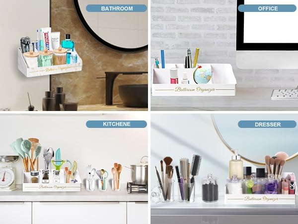 Tucao Toothbrush Holders, Toothbrush Holders for Bathroom with 6 Large Capacity Storage Slots & 3 Qtip Holders - Sturdy for Bathroom Counter Organizers and Storage Countertop - Marble White - color: White, size: 3 Cups