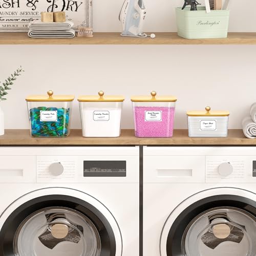 Lifewit Laundry Pods Container with Lid, Dryer Sheet Holder, Room Organization Storage for Coffee Pods Kcup Washing Powder, Scent Booster Beads, 2600 +2000ml/0.53+0.7gal，Natural,3 Pcs - color: Natural, size: 0.53+0.7gal