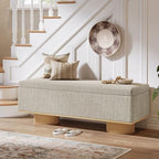 Tribesigns 50.39" Storage Bench with Padded Seat Cushion, Upholstered Shoe Bench with Flip Up Storage for Bedroom, Living Room, Entryway, Load up to 330 lb, Beige + Wood Color
