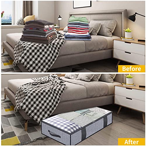Onlyeasy Foldable Underbed Bags 2 Pack - Blankets Clothes Comforters Storage Bag Breathable Zippered Organizer for Bedroom with Clear Window and 4 Handles, 39.4x19.7x5.9 in, Linen-like Grey, MXDUBBP2 - color: Basic Soft Side Wall - Linen Like Grey