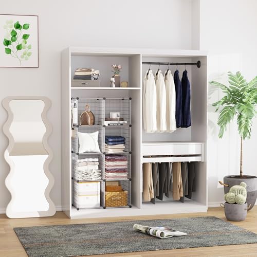 C&AHOME Wire Cube Storage, 8 - Cube Organizer Metal C Grids, Modular Shelves Units, Closet Organizer, Ideal for Home, Office, Living Room, 24.8" L x 12.4" W x 48.4" H, Silver Gray UWCS3008G - color: Silver Gray, size: 8 Cube