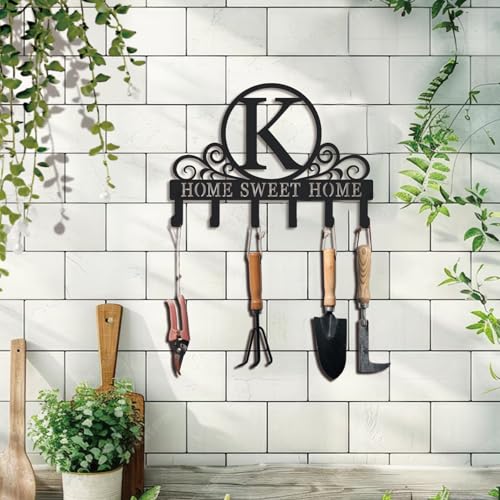 Metal Letter k Key Holder for Wall, Monogram Coat Rack Wall Mount, Key Hooks Perfect for Bathroom, Living Room, Kitchen, Office Ideal Wedding, Anniversary, Housewarming Gift (K) - style: K