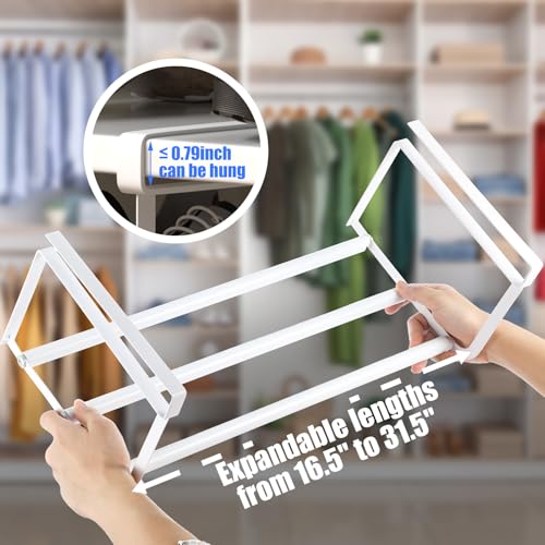 CroBlissful 2 Pcs Expandable Shoe Rack Organizer for Closet 16.5-31.5 Inch Adjustable Retractable Hanging Cabinet Shoe Shelf Dorm Room Storage for Space Saving (White) - color: White