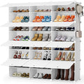 HOMIDEC Shoe Storage Cabinet, 48 Pairs Shoe Rack 3 by 8 Tier Space Saving Shoe Organizer for Closet Hallway Living Room Bedroom Garage - color: White, style: 3 by 8