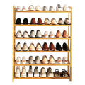 6-Tier Bamboo Shoe Rack, Free Standing Shoe Racks for Entryway & Closet, Holds up to 18-24 Pairs of Shoes 26.8" x 37.4" x 9.1" - size: 6-Tier-A