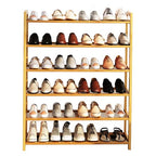 6-Tier Bamboo Shoe Rack, Free Standing Shoe Racks for Entryway & Closet, Holds up to 18-24 Pairs of Shoes 26.8" x 37.4" x 9.1" - size: 6-Tier-A