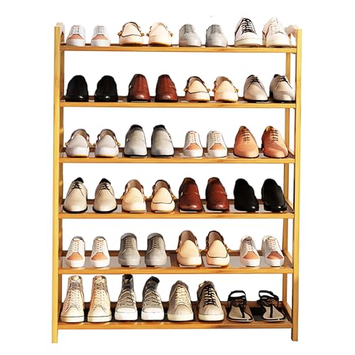 6-Tier Bamboo Shoe Rack, Free Standing Shoe Racks for Entryway & Closet, Holds up to 18-24 Pairs of Shoes 26.8" x 37.4" x 9.1" - size: 6-Tier-A
