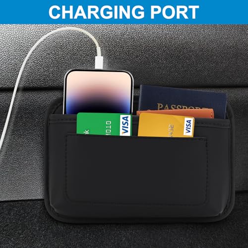Accmor 2pcs Universal Car Side Pocket Organizer, PU Leather Car Pocket Pouch Cell Phone Sunglasses Holder Organizer Accessories for Car Seat, Door, Window, Console