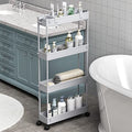 SPACELEAD Slim Storage Cart 4 Tier,Bathroom Organizer Rolling Utility,Mobile Shelving Unit Slide Out for Office, Kitchen, Laundry Room & Narrow Places,Gray - color: Grey