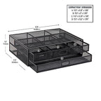 Mind Reader Monitor Stand, Ventilated Laptop Riser, Storage Drawer, Office, Metal Mesh, Black