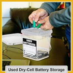 Baderke Battery Disposal Container Battery Recycling Container 1.32 Gallons Capacity Dry Cell Storage Recycling Bin with Label (White,Square) - color: White