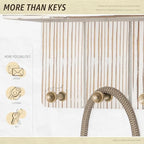 Rebee Vision Farmhouse Key Holder Wall Mount Combo - Small Key Holder for Wall with Floating Shelf & Mail Organizer Wall Mounted with 7 Hooks - Apartment Essentials (Whitewash)