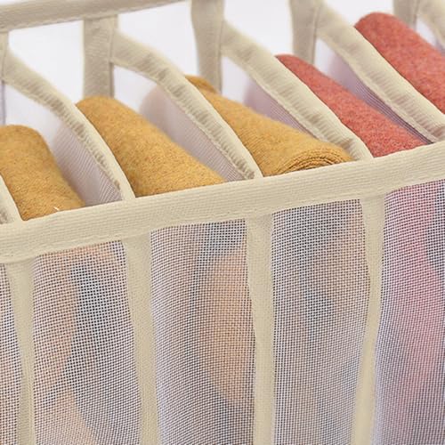 7-Compartment Underwear Storage Box, Foldable Closet Organizer for Bras, Socks, and Accessories, Space-Saving Design, Off White - color: Off White, size: 1.7X1.7X5.7inch