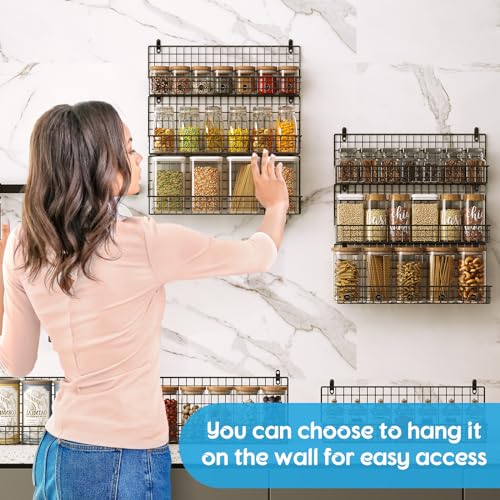 JKsmart 9-Tier Spice Rack Organizer with Door Hook, Wall Mount, and Extra Large Capacity for Pantry Door – Stylish Black Design for Effortless Organization, Ultimate Kitchen Storage Solution - color: Black-9 tier