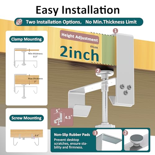 Extra Large 48" Under Desk Cable Management Tray for Standing Desk, No Drill Clamp On Wire Hider, Heavy Duty Anti-Sag Cord Organizer, Cable Tray for Studio & Dual Monitors (Beige, 47.8") - color: Beige, size: 47.8"×5.6"