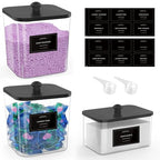 COAZEX 2+1 Pack Clear Laundry Pods Container & Dryer Sheet Holder, Plastic Square Laundry Room Organization and Storage Jars with Black Lids, Scoops & Labels for Detergent, Powder, Dryer Balls - color: 2+1 Pack