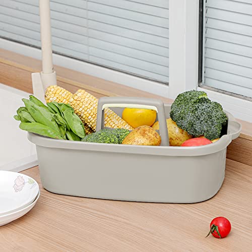 Large Cleaning Supplies Caddy Portable Shower Basket Supply Organizer with Handle Plastic Bucket Tool Storage for Bathroom, Bedroom, Kitchen, College Dorm, Garden, Light Grey - color: Light Grey, size: Large, 1pc