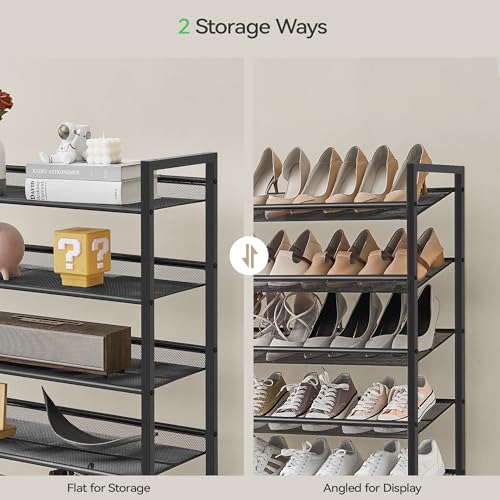 Nunsino Shoe Rack, Long Shoe Organizer,Max Holds 62 Pairs,10 Tier Metal Shoe Storage Shelf,5-Tier Stackable Shoes Organizer for Garage, Entryway,Black - color: Black, size: 10 Tier
