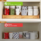 Hongtamoya 2-Tier Expandable Bamboo Coffee Mug Holder, Mug Organizer for Kitchen Cabinets, Mug Cup Rack, Multi-Functional Cup Holder Shelf, Coffee Bar Organizer, Home - size: (11.61~22.44'')L*8.86''W*4.53''H