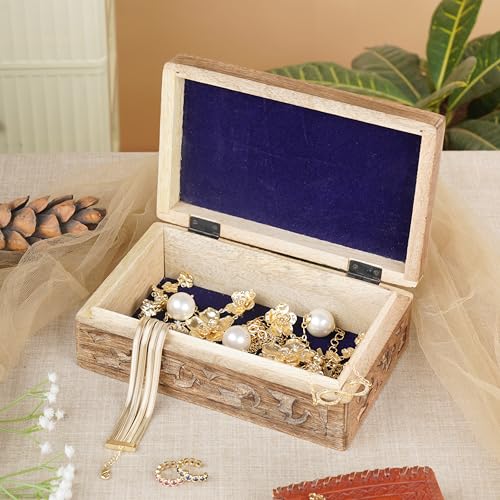 Ajuny Wooden Jewelry Box - Hand Carved Mango Wood Tree of Life Celtic Carving Decorative Multipurpose Keepsake Box, Treasure Chest Memory Box Organizer Travel Trinket Holder Case Gifts - 8x5 Inch - style: Celtic Tree